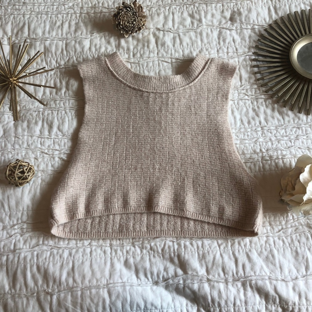 Free People cream sweater crop top